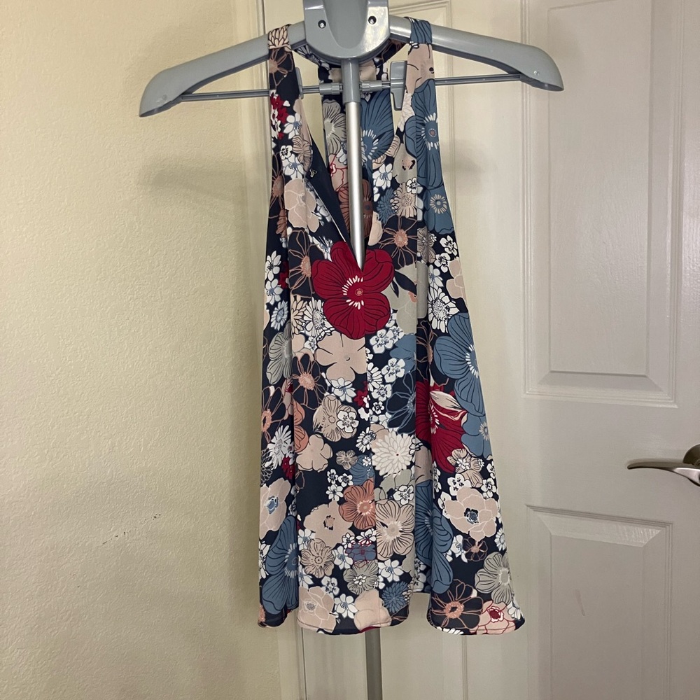 LOFT Floral Sleeveless Blouse - Red, Blue, White